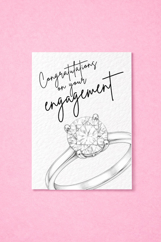 Congratulations on Your Engagement Card – Elegant Diamond Ring Design, Modern Engagement Congratulations Card (Copy)