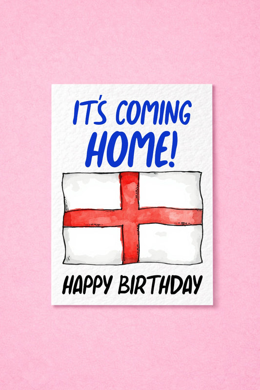 It's Coming Home Birthday Card, Funny Football Birthday Card, England Fan, Soccer Fan Gift, World Cup