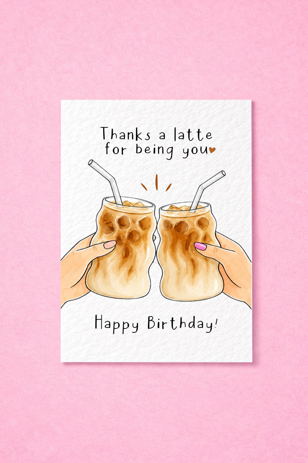 Thanks a Latte Greeting Card Friendship Card, Coffee Lover Card, Best Friend Card, Iced Latte Card, Birthday Card