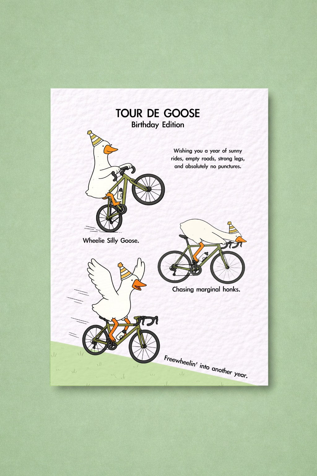 Funny Cycling Birthday Card, Tour De Goose, Road Bike Birthday Card, Cyclist Gift