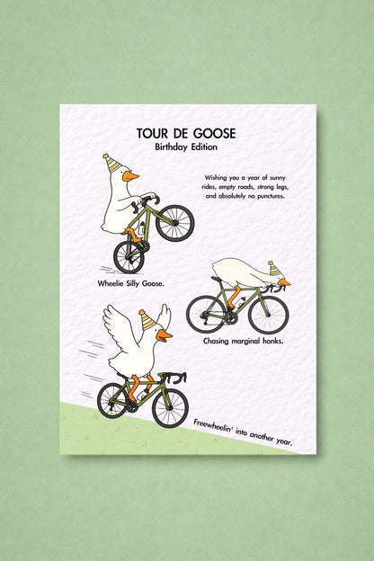Funny Cycling Birthday Card, Tour De Goose, Road Bike Birthday Card, Cyclist Gift