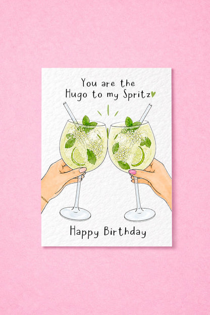 Cocktail Hugo Spritz, Aperol, Spicy Margs Birthday Card, You Are the Hugo to My Spritz, Funny Cocktail Birthday Trio Set Greeting Gift