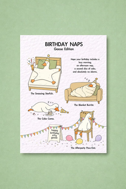 Birthday Naps Goose Birthday Card, Funny Birthday Card for Her, Him or Friend, Cute Goose Birthday Card, Humorous Birthday Greeting Card