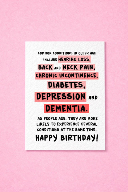Funny Old Age Birthday Card, Rude Happy Birthday Card, Aging Humour Card, Sarcastic Birthday Card for Friend, Mum, Dad