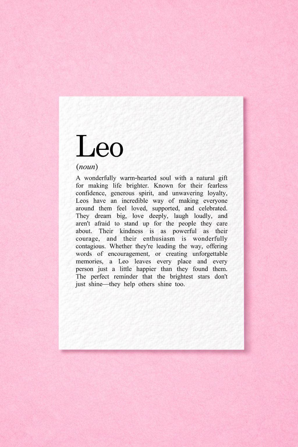 Leo Zodiac Birthday Card, Star Sign Definition Card, Astrology Leo Gift for Her, Horoscope, July August Birthday