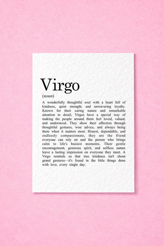 Virgo Zodiac Birthday Card, Star Sign Definition Card, Astrology, Virgo Gift for Her, Horoscope Card, August September Birthday