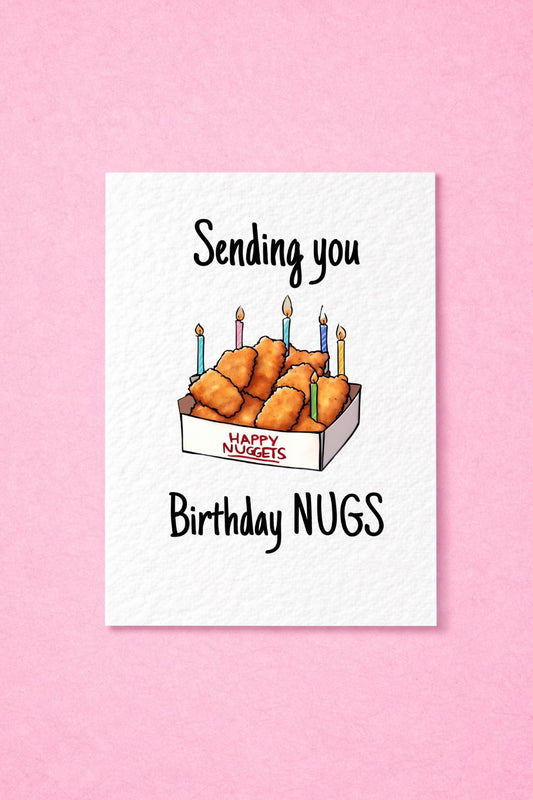 Chicken Nugget Card -Nugget Lover Card - Birthday Card For Best Friends - Sending You Birthday Nugs