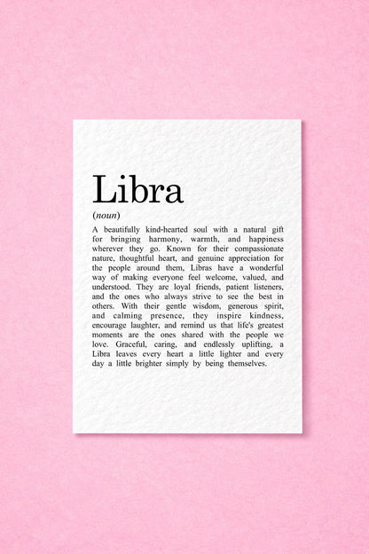 Libra Zodiac Greeting Card, Thoughtful Astrology Card for Libra Women & Men Birthday Card Horoscope Gift, Minimalist Star Sign Keepsake