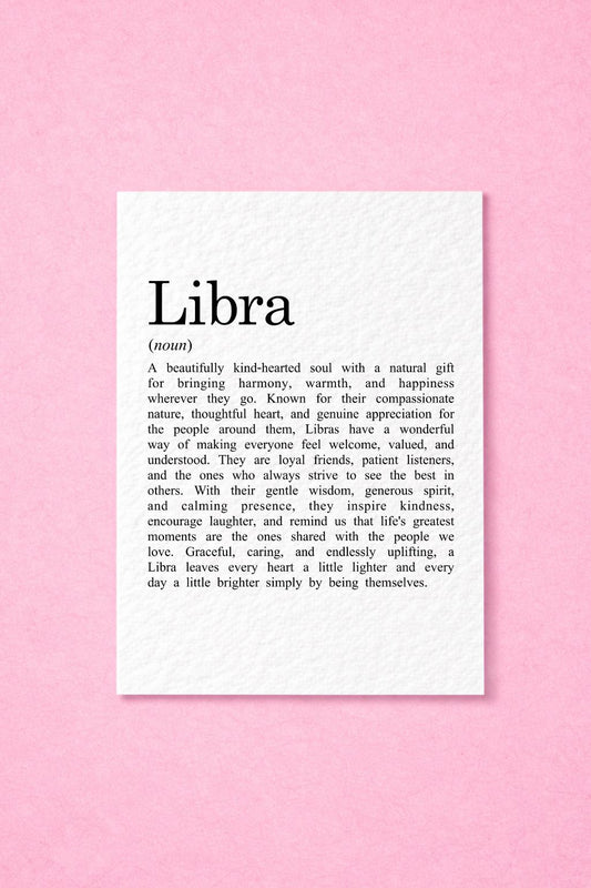 Libra Zodiac Greeting Card, Thoughtful Astrology Card for Libra Women & Men Birthday Card Horoscope Gift, Minimalist Star Sign Keepsake
