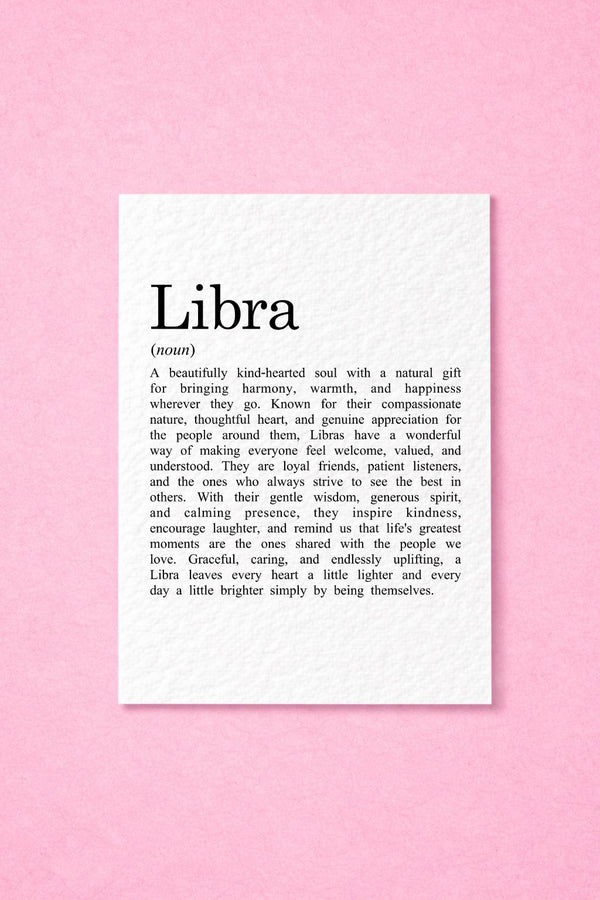 Libra Zodiac Greeting Card, Thoughtful Astrology Card for Libra Women & Men Birthday Card Horoscope Gift, Minimalist Star Sign Keepsake