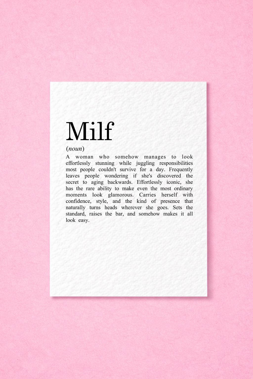 MILF Funny Greeting Card, Cheeky Birthday for Wife or Girlfriend,  Funny Mother's Day, Dictionary Definition Gift