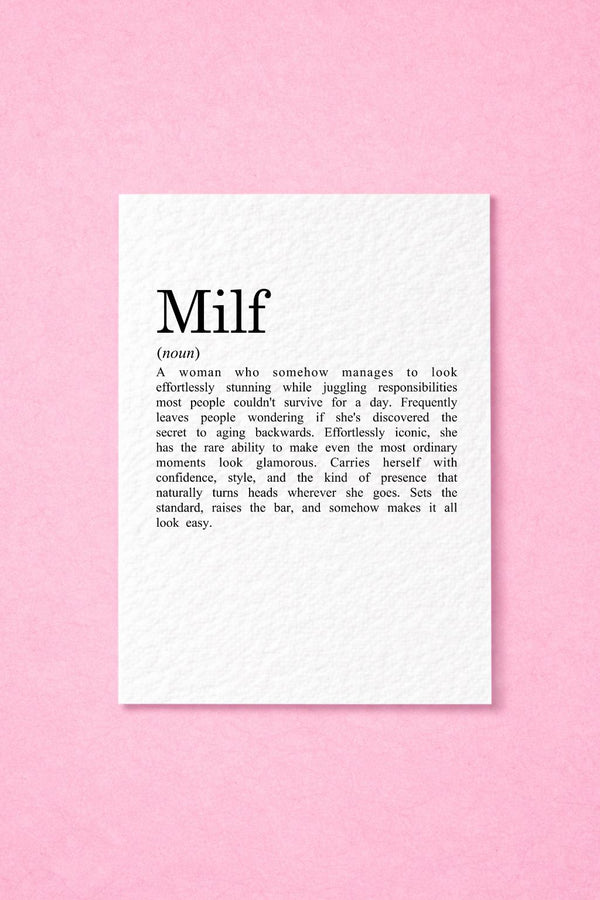 MILF Funny Greeting Card, Cheeky Birthday for Wife or Girlfriend,  Funny Mother's Day, Dictionary Definition Gift