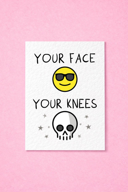 My Face My Knees Funny Greeting Card, Funny Aging, Knee Pain Humour Greeting Gift