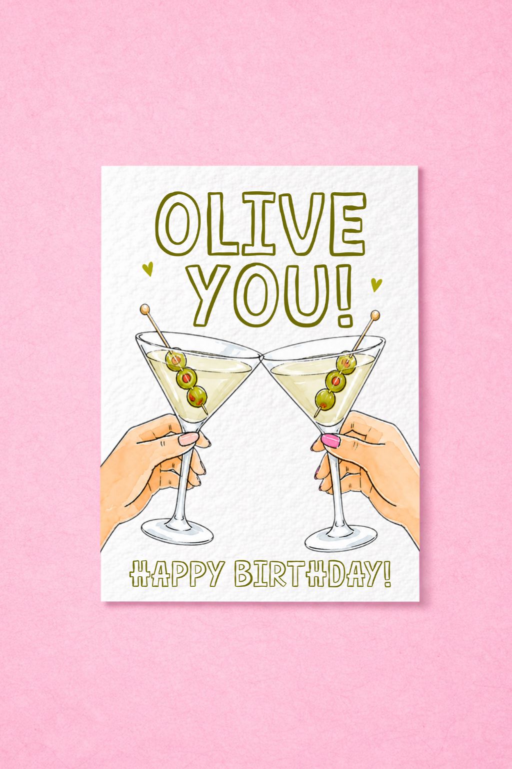 Olive You Birthday Card, Funny Martini Best Friend Birthday Card, Cocktail Lover