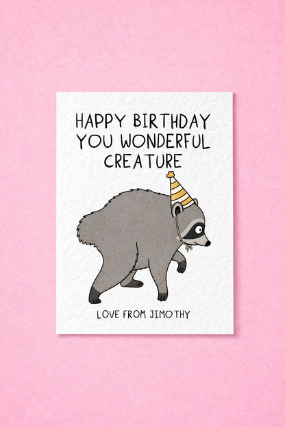 Funny Raccoon Birthday Card, Jimothy, Raccoon Lovers, Viral Meme Trend Greeting Gift