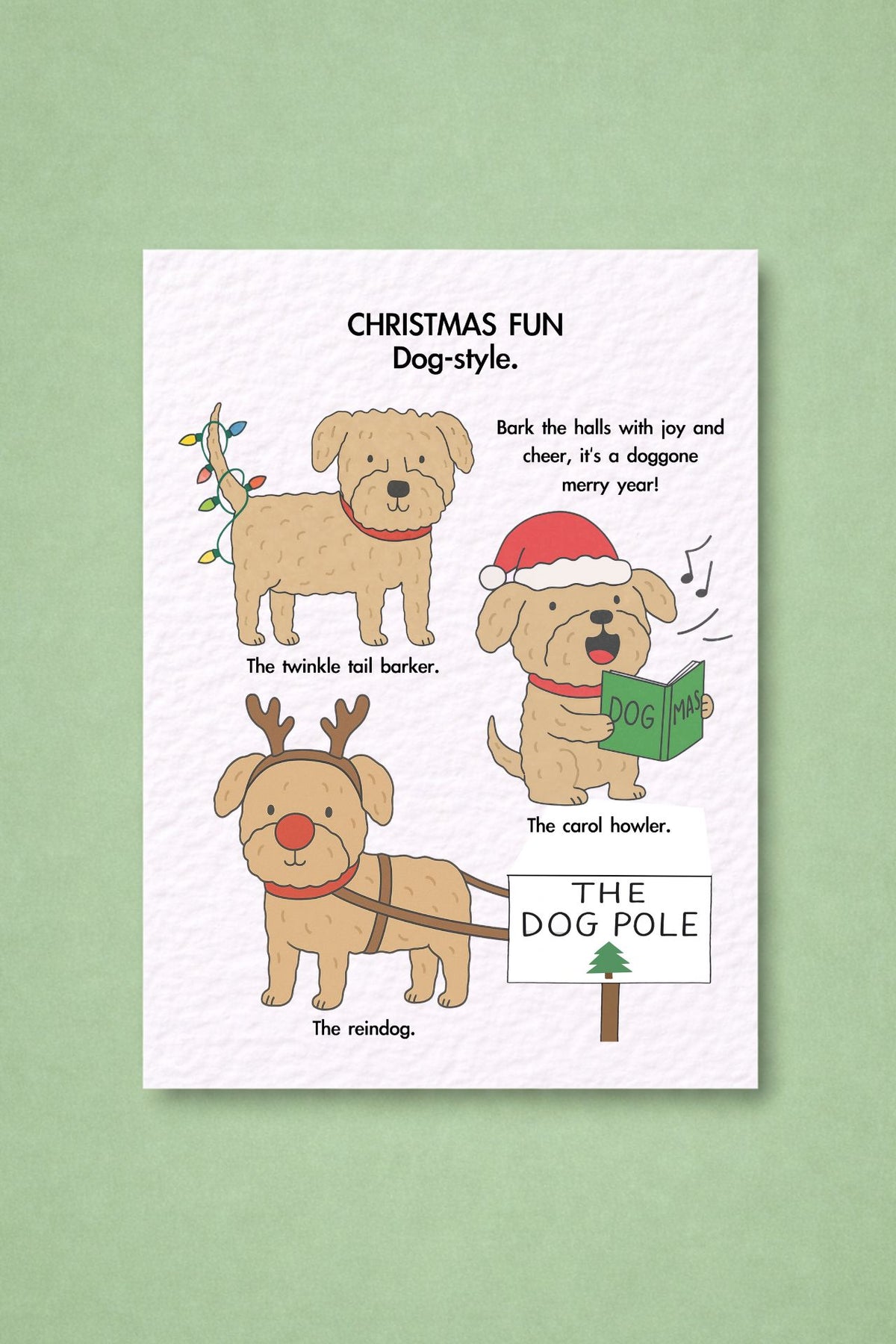 Funny Silly Dog Christmas Card: Humorous Holiday Design, Mischievous Dog Greeting Card