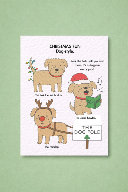 Funny Silly Dog Christmas Card: Humorous Holiday Design, Mischievous Dog Greeting Card