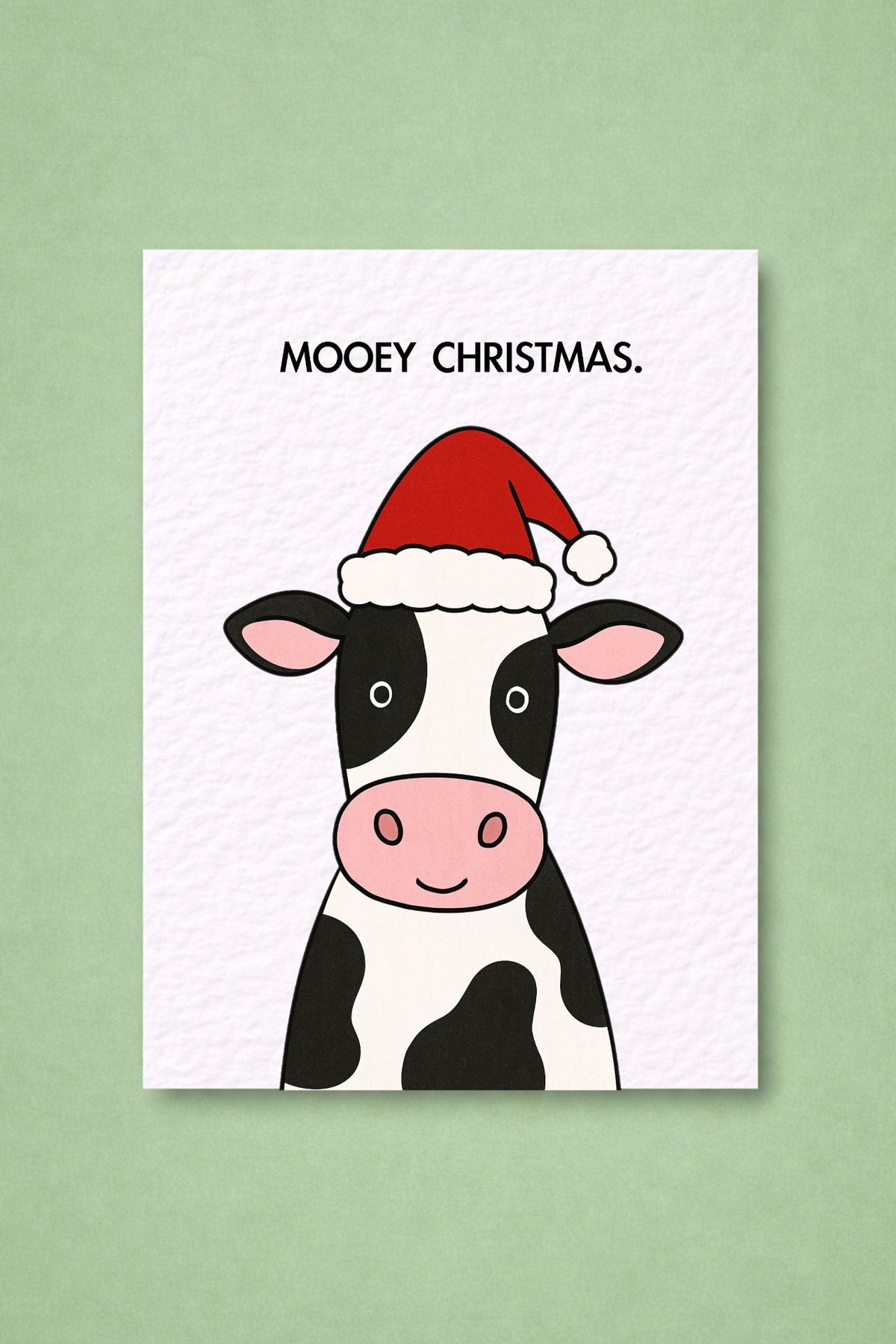Funny Cow Christmas Card: Cute Mooey Humorous Christmas Greeting Card