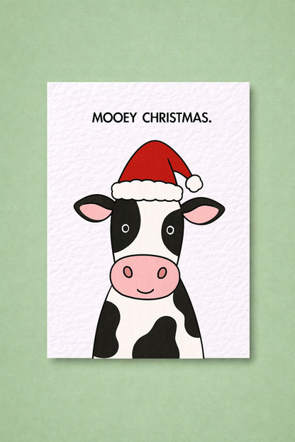 Funny Cow Christmas Card: Cute Mooey Humorous Christmas Greeting Card