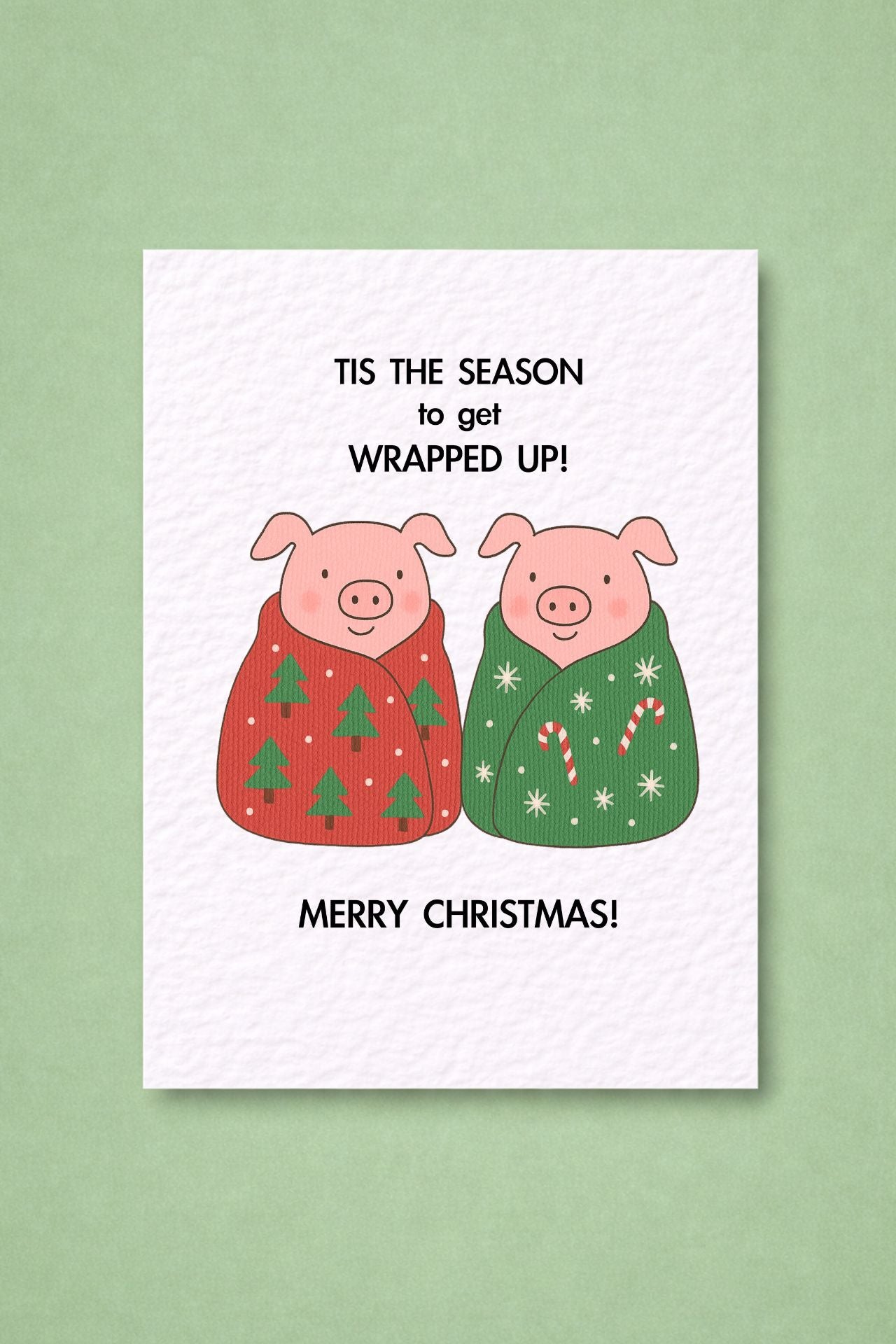 Tis The Season Pig Christmas Card: Funny Pigs In Blankets Christmas Greeting Card