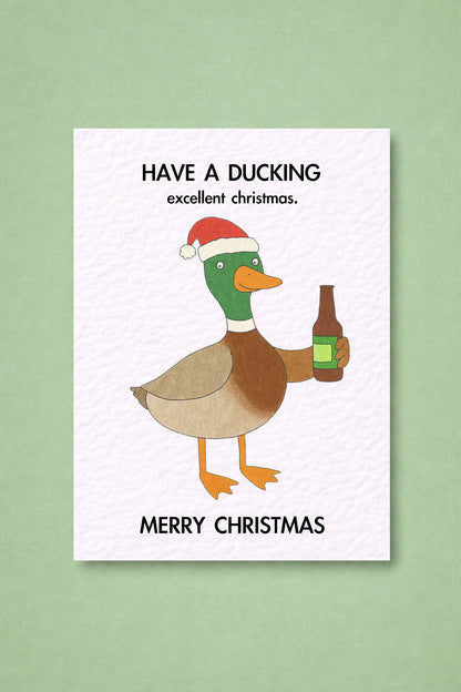 Funny Duck Christmas Card: Deck The Halls, Cute Ducks Humorous Greeting Card