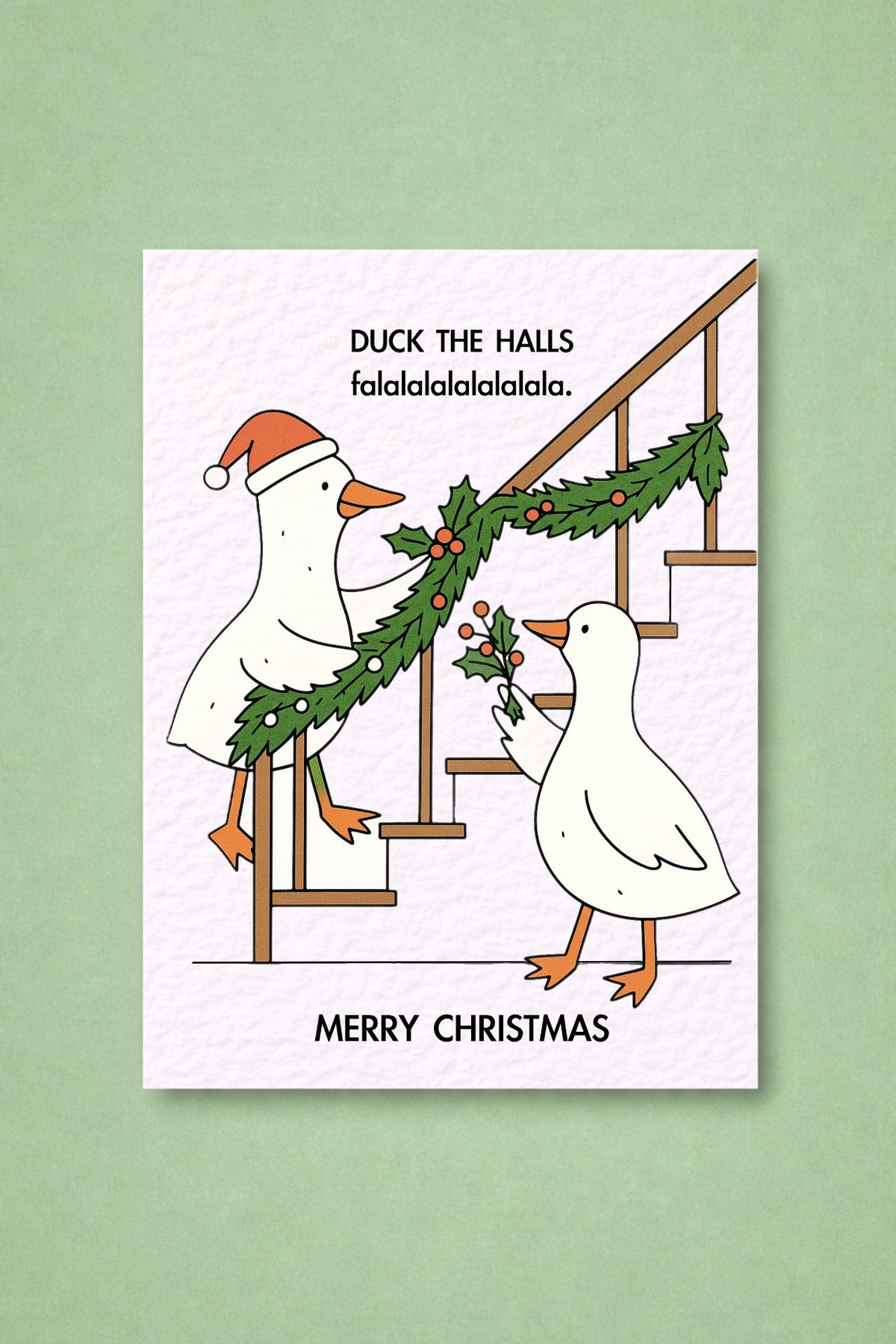 Funny Duck Christmas Card: Deck The Halls, Cute Ducks Humorous Greeting Card