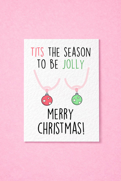 Rude Christmas Card - Funny Christmas Card Pack - Xmas Card - Tits The Season- Funny Greeting Card
