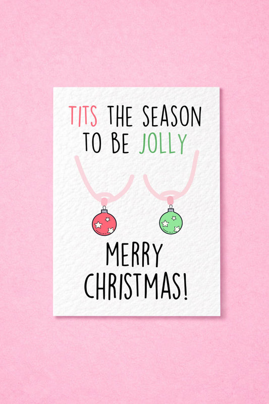 Rude Christmas Card - Funny Christmas Card Pack - Xmas Card - Tits The Season- Funny Greeting Card
