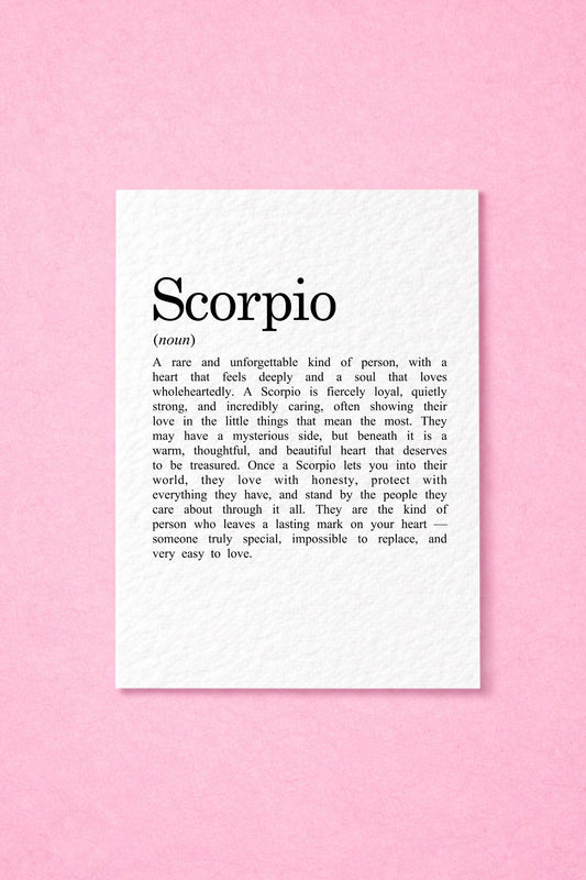Scorpio Birthday Card, October November, Zodiac Gift for Scorpio, Sweet Card for a Special Someone, Friend
