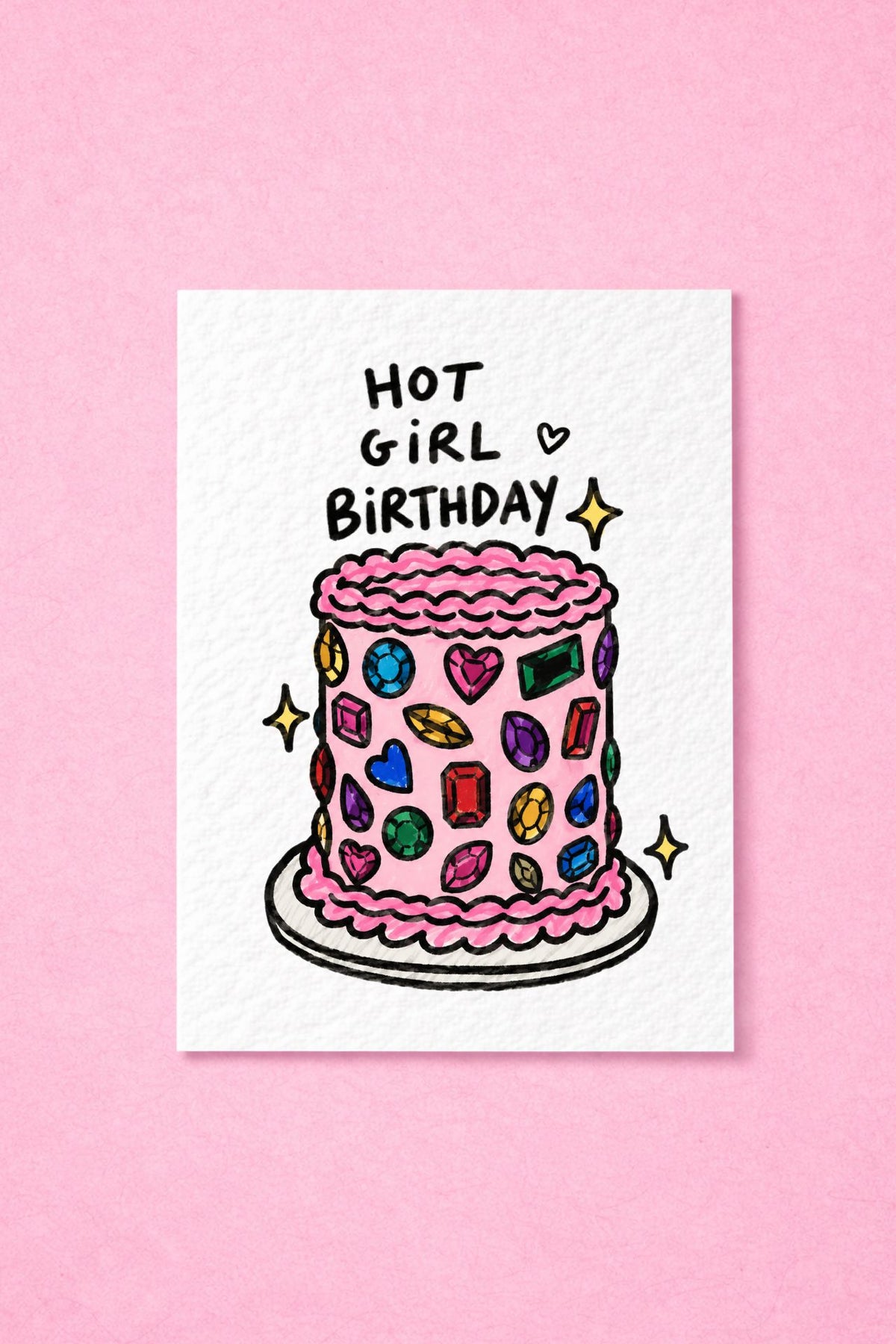 Bedazzled Gemstone Birthday Card, Jewelled Gem Cake, Sparkly Jewel Gift, Hot Girl Trending Cool Girl Greeting