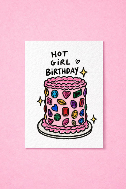 Bedazzled Gemstone Birthday Card, Jewelled Gem Cake, Sparkly Jewel Gift, Hot Girl Trending Cool Girl Greeting