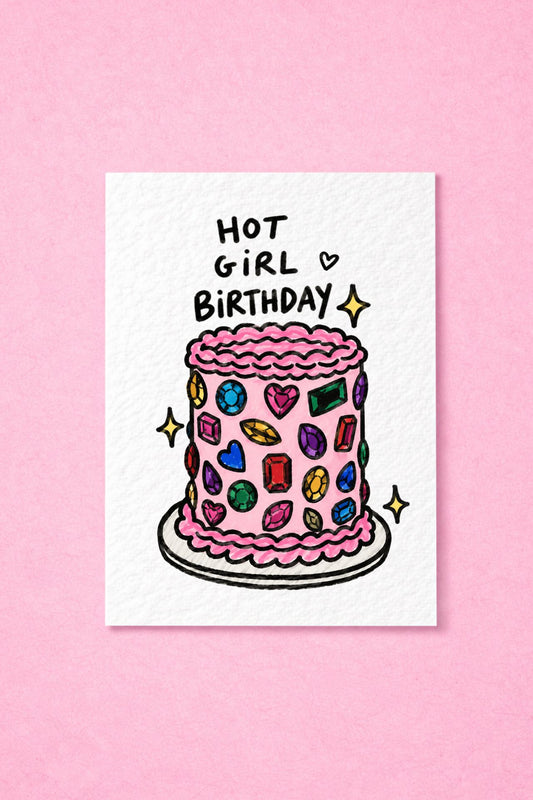 Bedazzled Gemstone Birthday Card, Jewelled Gem Cake, Sparkly Jewel Gift, Hot Girl Trending Cool Girl Greeting