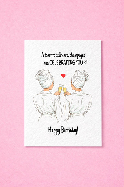 Bestie Spa Birthday Card: Self-Care Wellness Greeting Card