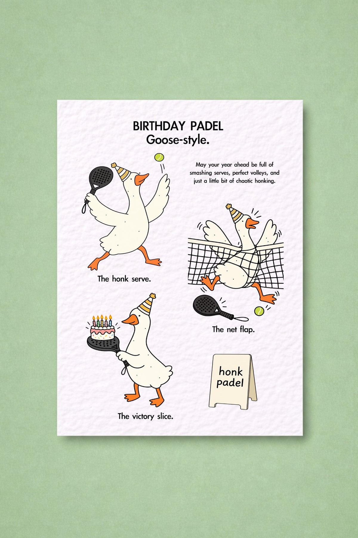 Funny Padel Birthday Card, Goose Padel Gift, Hilarious Sports Greeting, Tennis Lover Present, Quirky Player Keepsake, Court-Themed Design