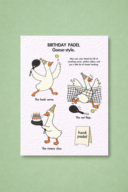 Funny Padel Birthday Card, Goose Padel Gift, Hilarious Sports Greeting, Tennis Lover Present, Quirky Player Keepsake, Court-Themed Design