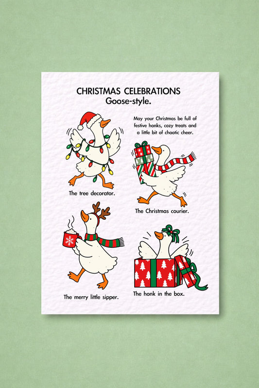 Funny Christmas Goose Card, Festive Holiday Greeting, Quirky Xmas Gift, Humorous Present, Seasonal Keepsake, Cheerful Goose Design, Xmas Fun