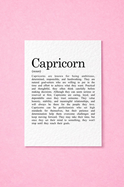 Capricorn Birthday Card, Zodiac Gift, Astrology Greeting, Star Sign Present, Horoscope Keepsake, January Birthday, December Thoughtful Gift