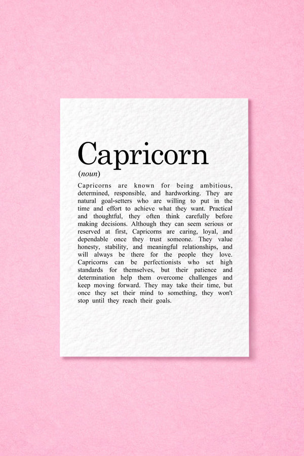 Capricorn Birthday Card, Zodiac Gift, Astrology Greeting, Star Sign Present, Horoscope Keepsake, January Birthday, December Thoughtful Gift