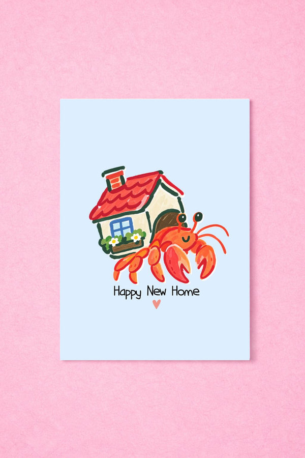 Hermit Crab Happy New Home Card, Housewarming Greeting, Coastal New Home Present, Seaside Inspired Gift, New Homeowner