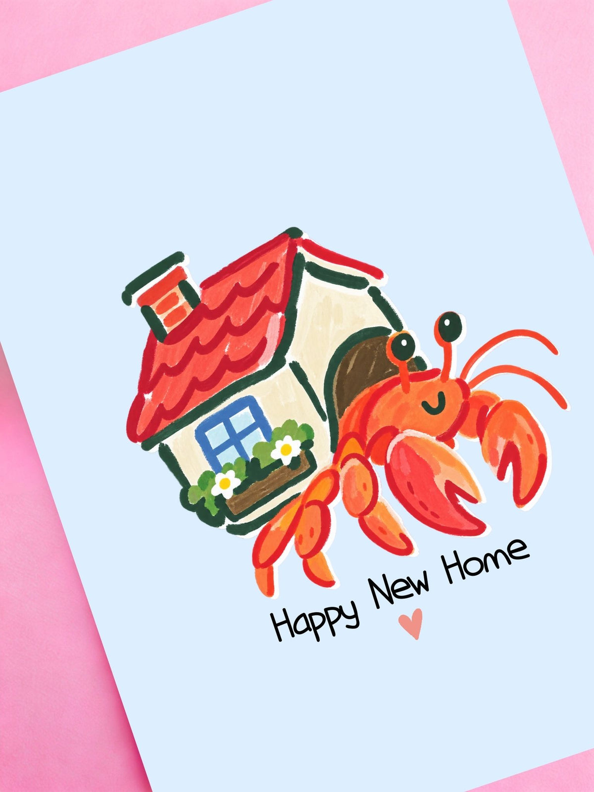 Hermit Crab Happy New Home Card, Housewarming Greeting, Coastal New Home Present, Seaside Inspired Gift, New Homeowner