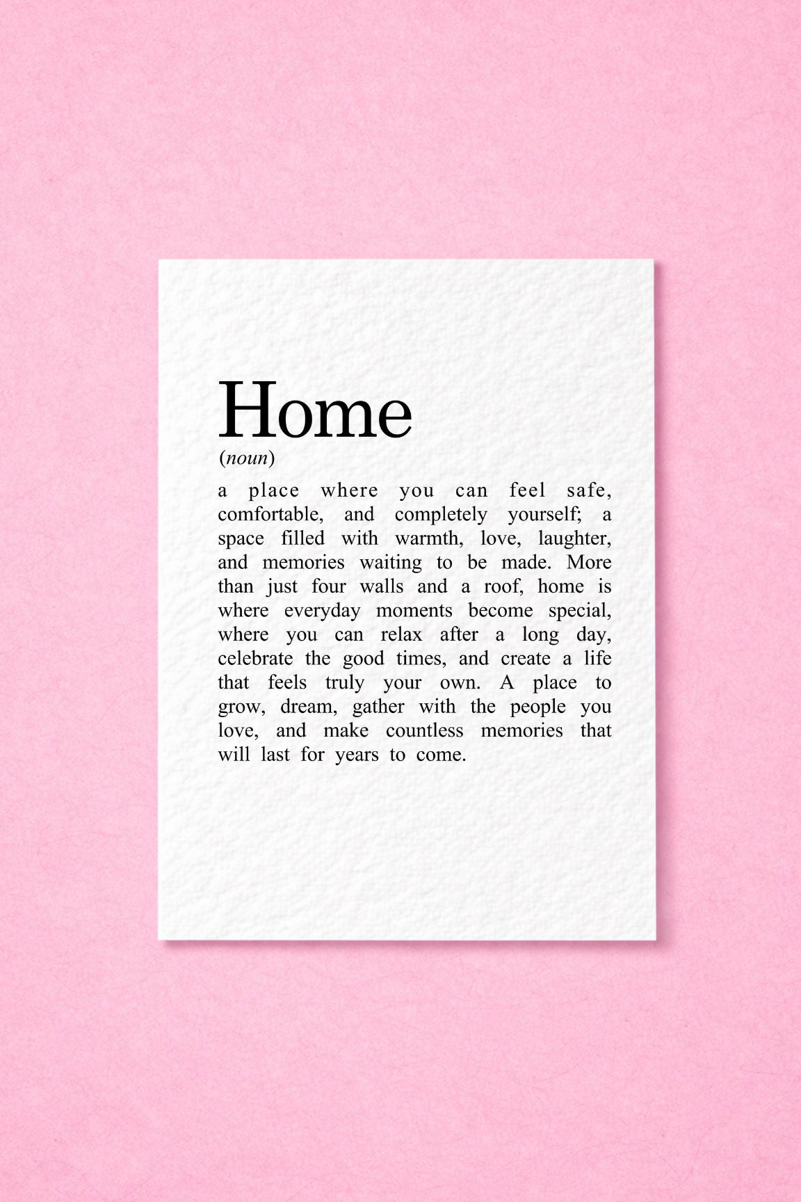 Home Definition Card, Housewarming Gift, New Home Greeting, Moving Present, Sentimental Keepsake, Homeowner Decor, Thoughtful Gift Idea