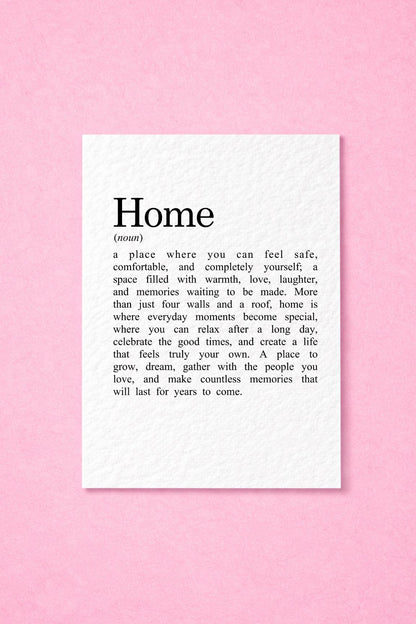 Home Definition Card, Housewarming Gift, New Home Greeting, Moving Present, Sentimental Keepsake, Homeowner Decor, Thoughtful Gift Idea