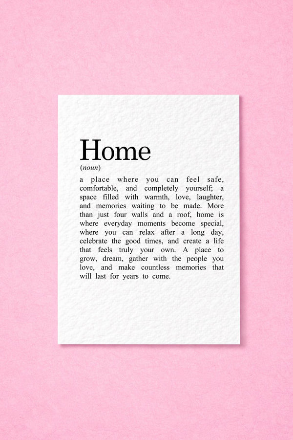 Home Definition Card, Housewarming Gift, New Home Greeting, Moving Present, Sentimental Keepsake, Homeowner Decor, Thoughtful Gift Idea