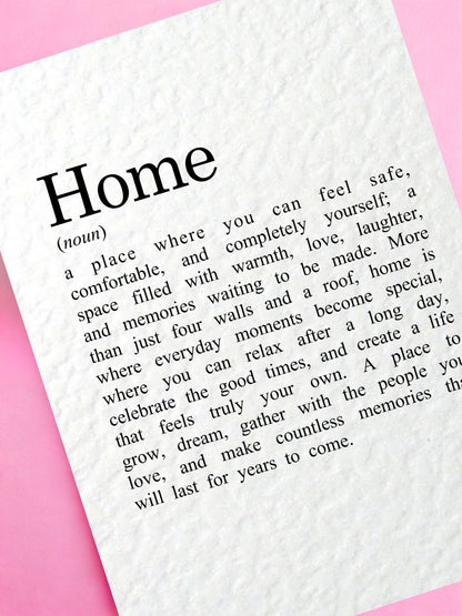 Home Definition Card, Housewarming Gift, New Home Greeting, Moving Present, Sentimental Keepsake, Homeowner Decor, Thoughtful Gift Idea