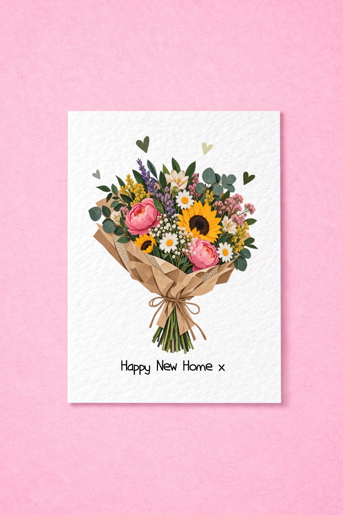 Happy New Home Card, Housewarming Greeting, Floral Bouquet Design, Moving Gift, New Homeowner Present, Botanical Bouquet