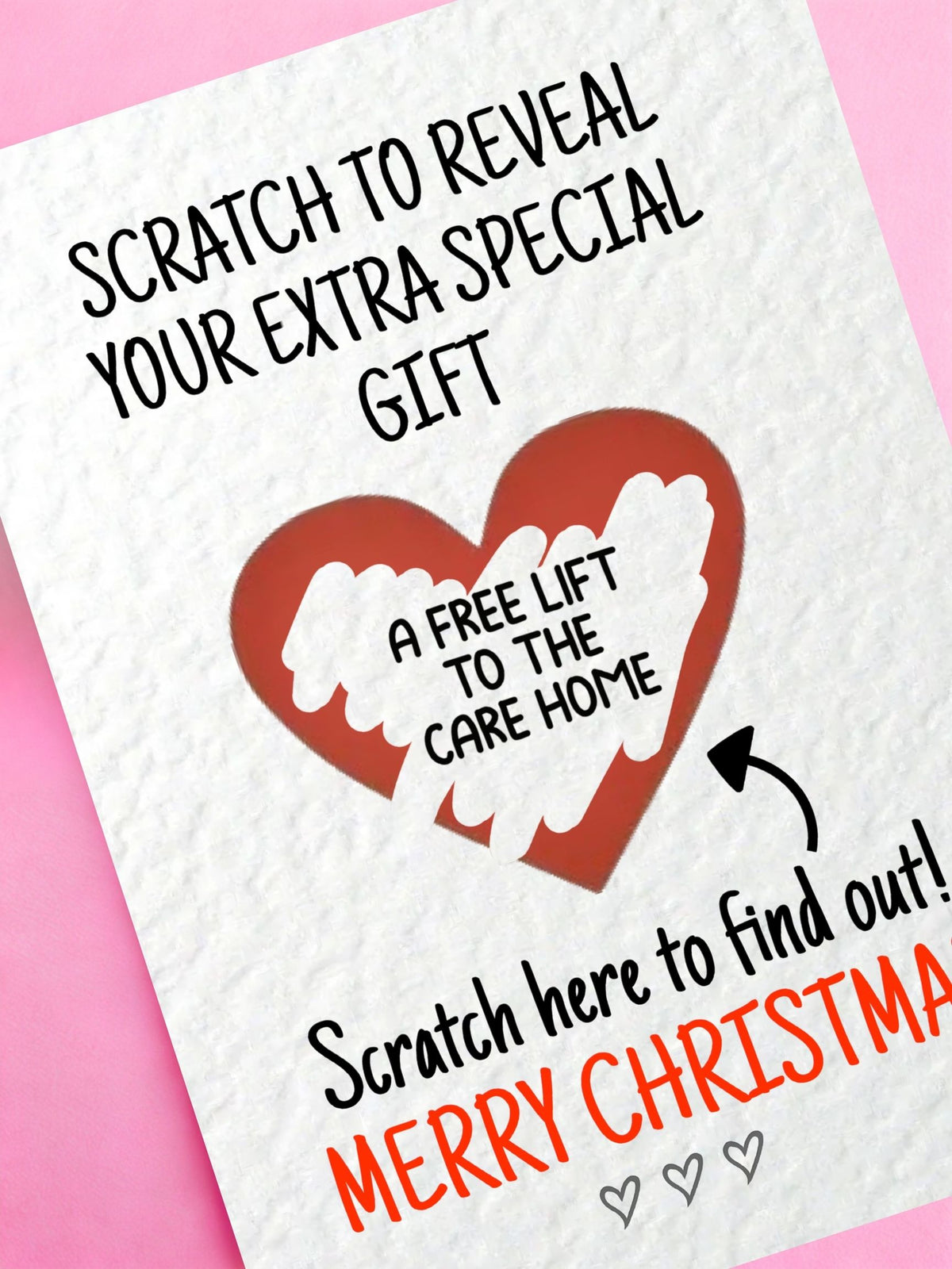 Christmas Funny Surprise Greeting Card, Gift Reveal, Scratch Gift, Free Lift To The Care Home, Grandparents, Parents Seasonal Present