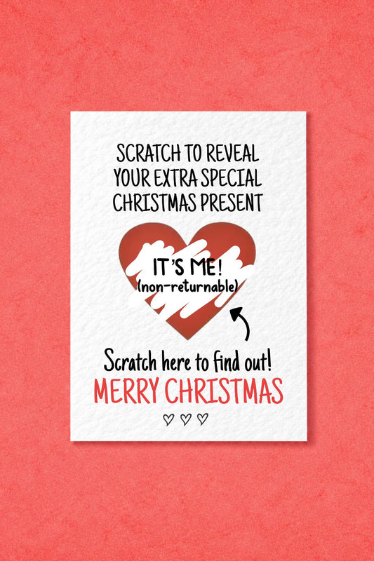 Funny Christmas Surprise Scratch Card, Cheeky Gift Reveal Greeting Card, I'm The Gift, Rude Christmas Gift For BoyFriend, Brother Partner