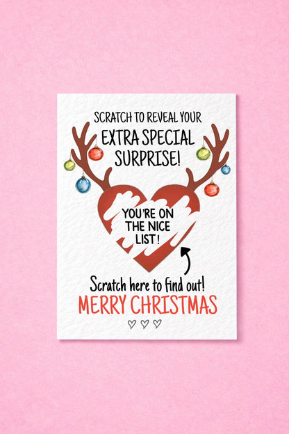 Christmas Scratch Reveal Card, Secret Santa Gift, Funny Present, Novelty Holiday Card, Festive Stocking Filler, Surprise, Nice List Card