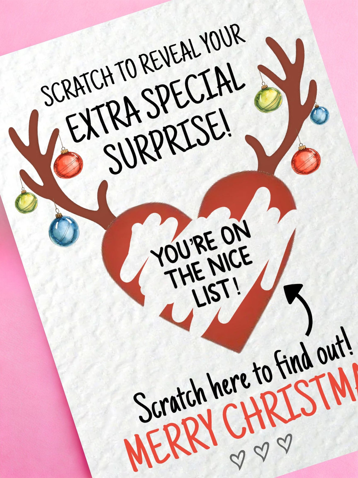 Christmas Scratch Reveal Card, Secret Santa Gift, Funny Present, Novelty Holiday Card, Festive Stocking Filler, Surprise, Nice List Card