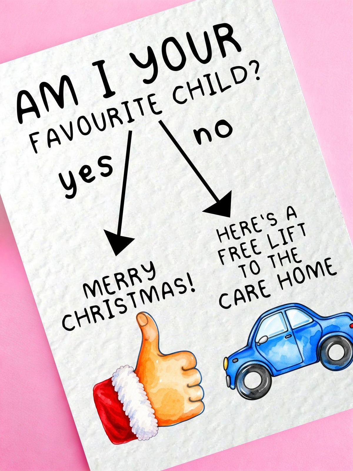 Funny Christmas Card, Favourite Child Joke, Humorous Christmas Gift For Parent, Grandchild, Novelty Holiday Card